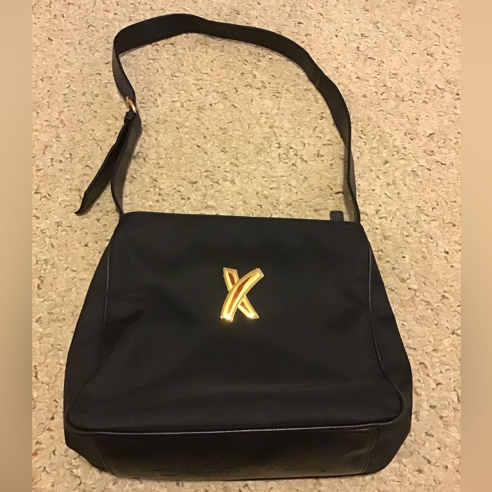 Paloma Picasso Black Shoulder Bag with Gold Accent